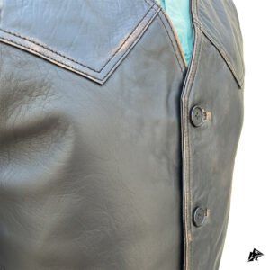 gray rough style leather vest