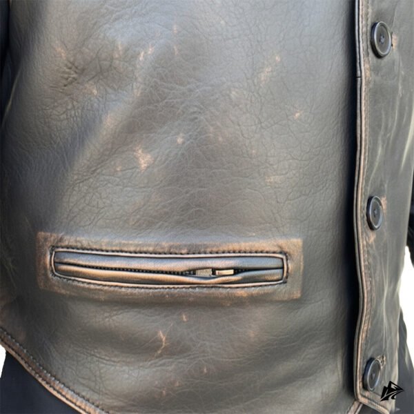 Men's Distressed Black Western Leather Vest, pockets