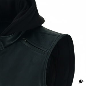 hooded leather vest