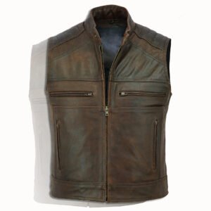 leather vest Distressed Brown