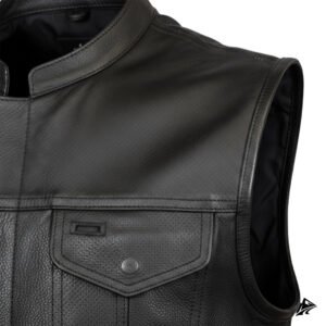 leather vest black made for men