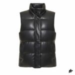 Longline Real Leather Puffer Vest for Women