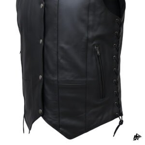 men V‑Neck Leather Biker Vest