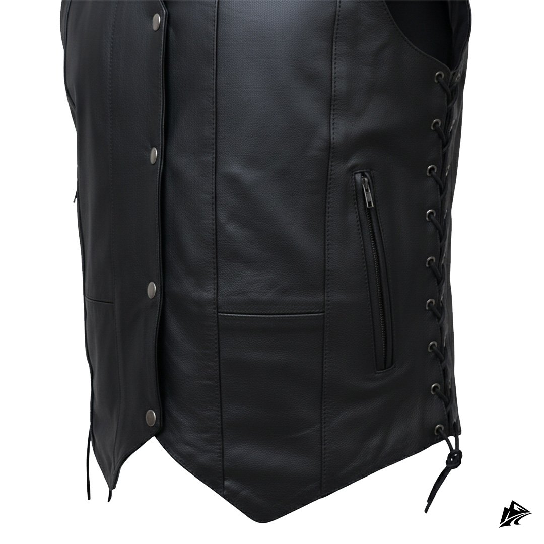 men V‑Neck Leather Biker Vest men V‑Neck Leather Biker Vest