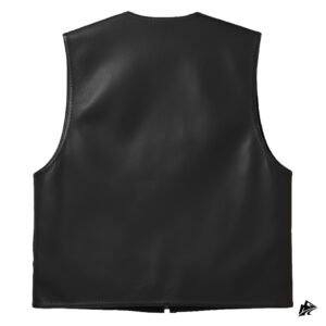 men black biker leather vest