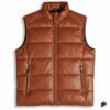 mens brown puffer quilted leather vest