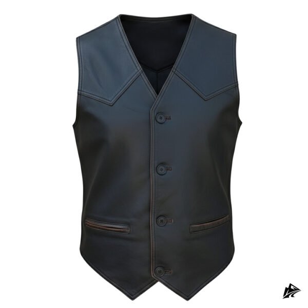 Men's Distressed Black Western Leather Vest