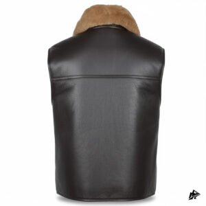 shearling black leather vest