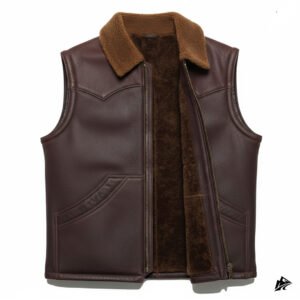 shearling brown premium leather vest
