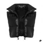 Women’s Black High-Neck Cropped Puffer Vest