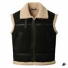 Suede black shearling leather vest