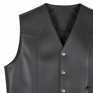 v neck black distressed vest