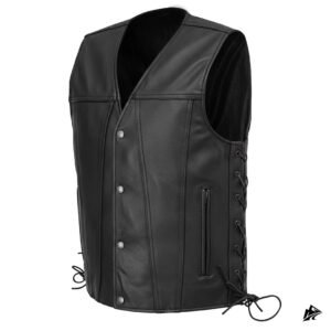 western black leather vest for men