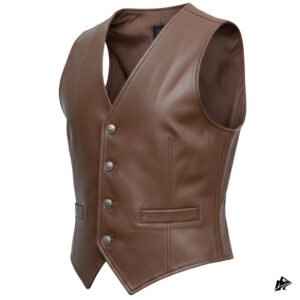 western brown leather vest for women