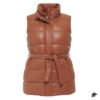women brown puffer vest long