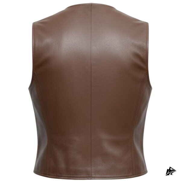 Women's Brown Western Leather Vest with Button Closure, closure