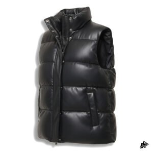 women leather vest puffer quilted