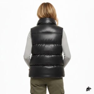 women puffer vest in black color