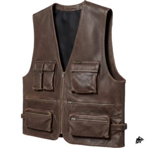 zipper vest brown