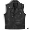 black bikers leather vest cropped