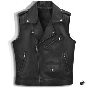 black bikers leather vest cropped