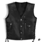 Black Leather Western Club Vest with Side Lacing