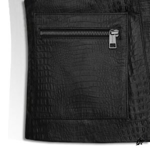 black crocodile embossed cropped vest