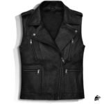 Crocodile Embossed Black Leather Motorcycle Vest