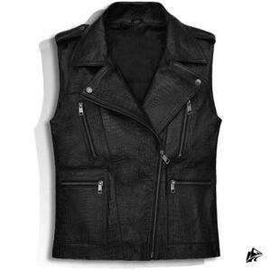 black crocodile embossed vest