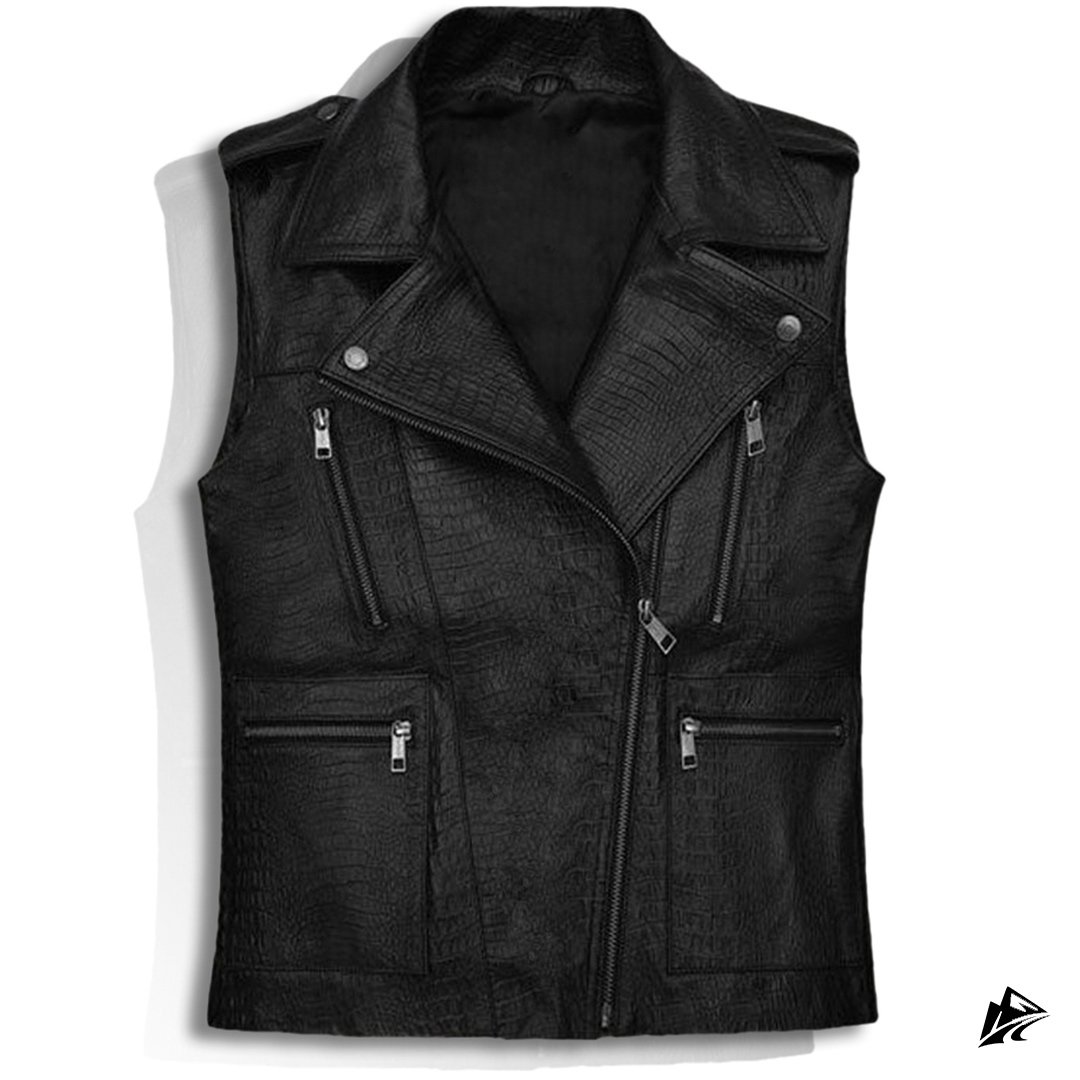 black crocodile embossed vest black crocodile embossed vest