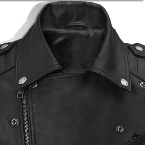black cropped bikers leather vest