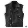 black cropped leather vest