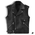 Trendy Black Cropped Leather Vest
