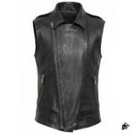 Edgy Black Cropped Leather Vest for Men