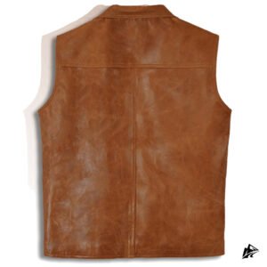 brown cropped leather vest