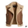 brown cropped style shearling vest