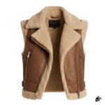 Women's Brown Cropped Shearling Leather Vest