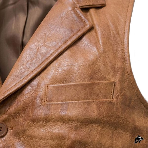 Men's Distressed Brown Leather Lapel Vest, lining