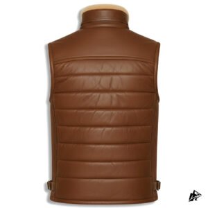 brown shearling puffer vest