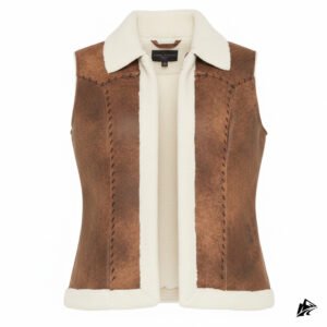 brown shearling vest