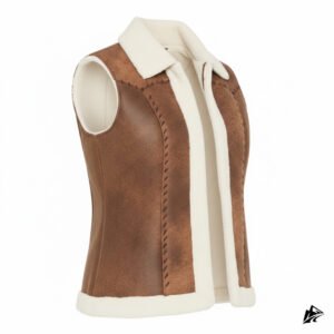 brown shearling women leather vest