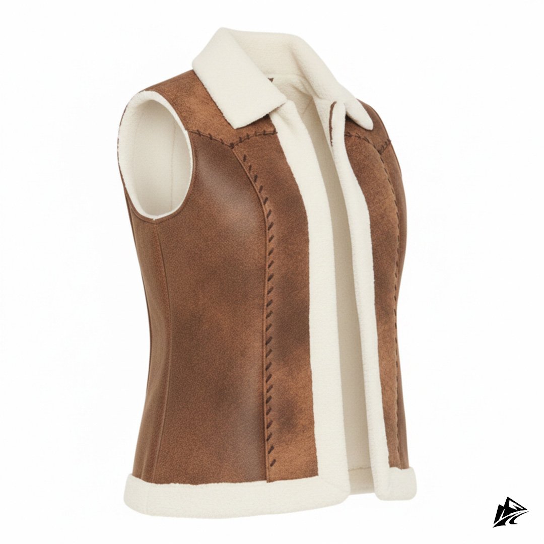 brown shearling women leather vest brown shearling women leather vest