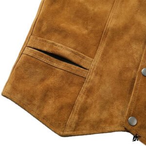 brown western leather vest