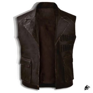 cargo leather vest chocolate brown