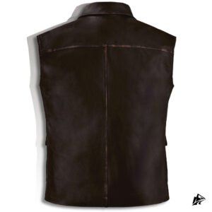 cargo style brown leather vest