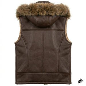 chocolate brown shearling leather vest