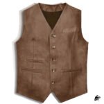 Men's Brown Club Style Leather Vest
