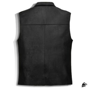 crocodile embossed black leather vest