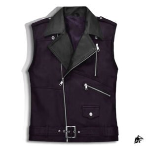 purple leather vest cropped