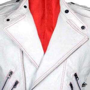 cropped leather vest white